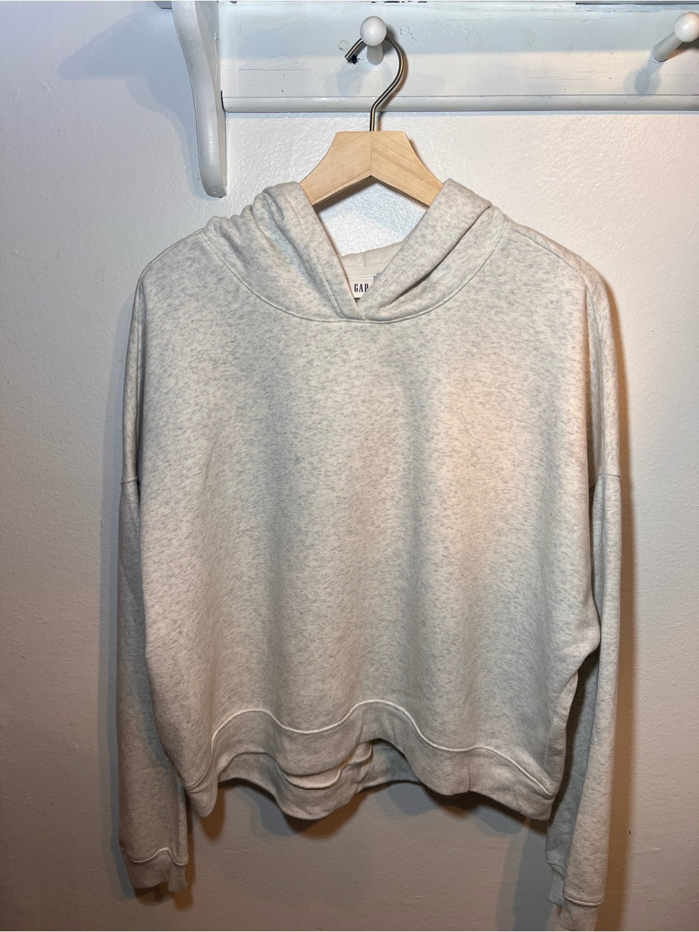 Gap Women’s Oversized Hoodie Light Gray Pullover Sweatshirt Size Large